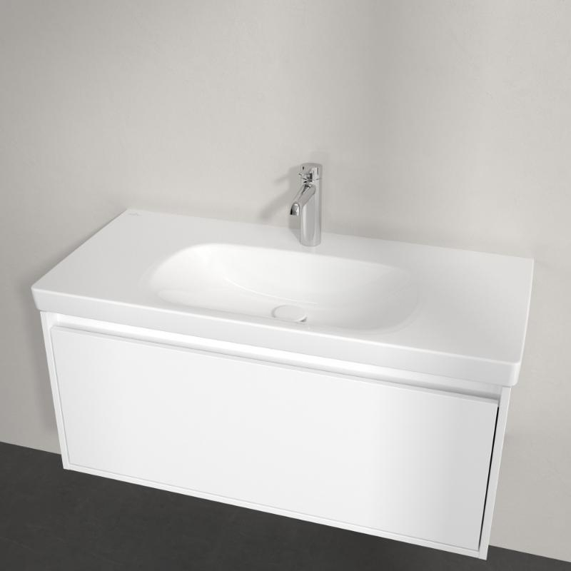Lavoar suspendat Villeroy & Boch Skyla 100 cm, TitanCeram, fără preaplin, alb alpin